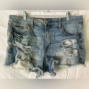 American Eagle Outfitters Blue Ripped Jean Shorts